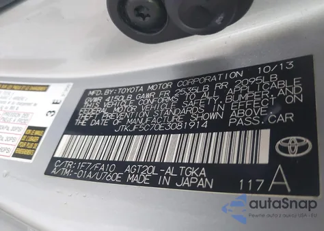 2014 Scion Tc z USA, uszkodzony, nr VIN JTKJF5C70E3081914